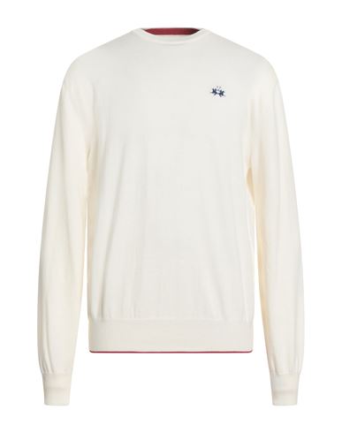 La Martina Man Sweater Ivory Size Xl Cotton, Wool In Neutral