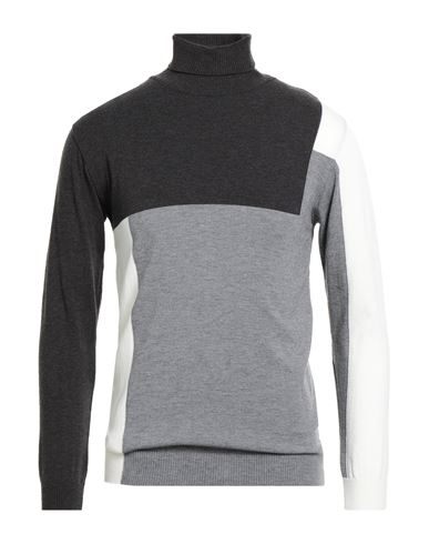 OFFICINE DEL CASHMERE OFFICINE DEL CASHMERE MAN TURTLENECK CHARCOAL SIZE XXL POLYACRYLIC, MERINO WOOL, POLYAMIDE, ELASTANE 