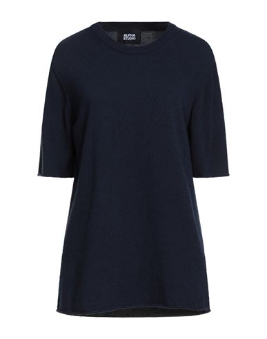Alpha Studio Woman Sweater Midnight Blue Size 10 Recycled Wool, Viscose, Polyamide, Cashmere In Blue