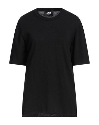Alpha Studio Woman Sweater Black Size 8 Recycled Wool, Viscose, Polyamide, Cashmere In Black