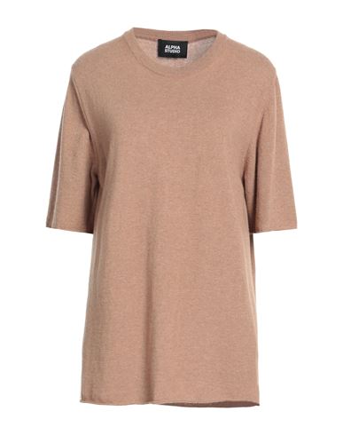 Alpha Studio Woman Sweater Camel Size 12 Recycled Wool, Viscose, Polyamide, Cashmere In Brown
