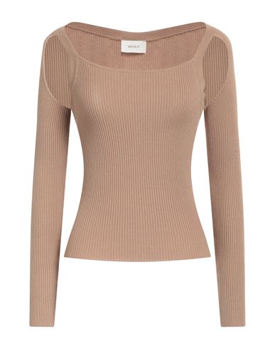 Vicolo Woman Sweater Beige Size Onesize Viscose, Polyester In Brown