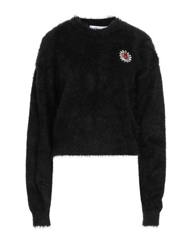 Moschino Crystal-embellished Brushed Knitted Sweater In Black