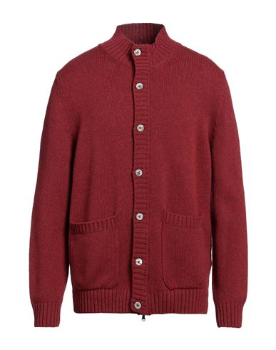 H953 Man Cardigan Brick Red Size 44 Merino Wool