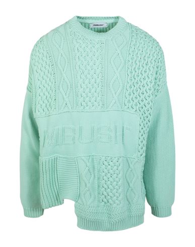 Ambush Patchwork Knit Crewneck Sweater Man Sweater Green Size L Cotton, Nylon