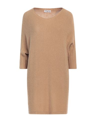 Shop Sandro Ferrone Woman Sweater Camel Size L Acrylic, Polyamide, Wool, Elastane In Beige