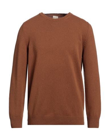 H953 Man Sweater Brown Size 44 Merino Wool