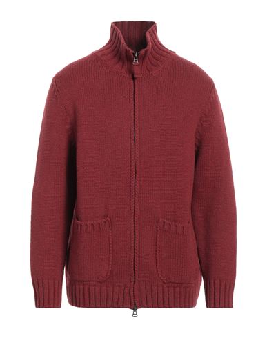 Shop H953 Man Cardigan Brick Red Size 44 Merino Wool