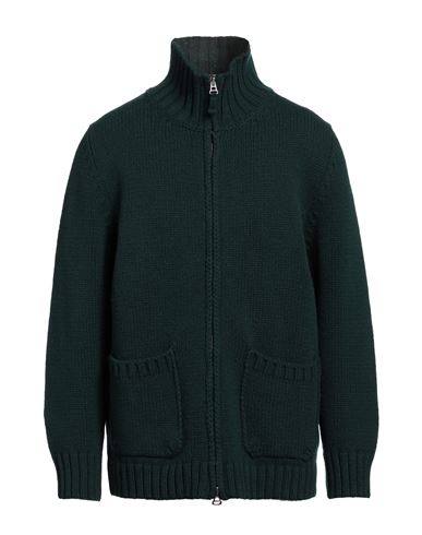Shop H953 Man Cardigan Dark Green Size 44 Merino Wool