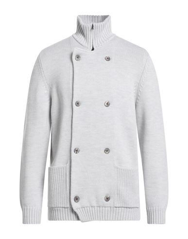 H953 Man Cardigan Light Grey Size 44 Merino Wool In Gray