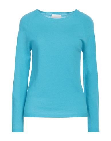 I BLUES I BLUES WOMAN SWEATER AZURE SIZE L WOOL, CASHMERE, ELASTANE 