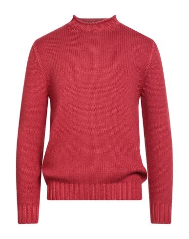 H953 Man Turtleneck Brick Size 42 Merino Wool In Red