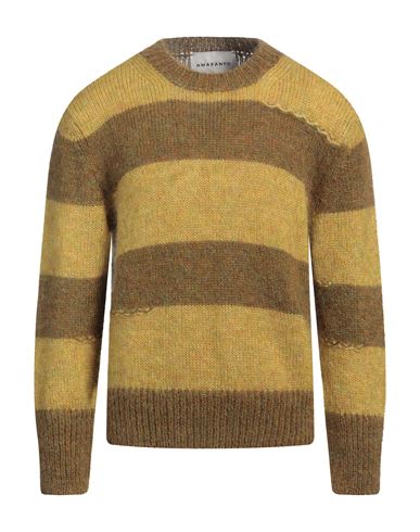 Amaranto Man Sweater Military Green Size M Mohair Wool, Polyamide, Wool In Brown