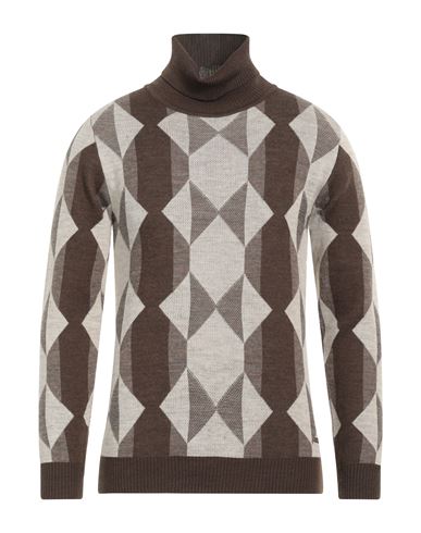 Gianni Lupo Man Turtleneck Brown Size L Acrylic, Wool In Multi