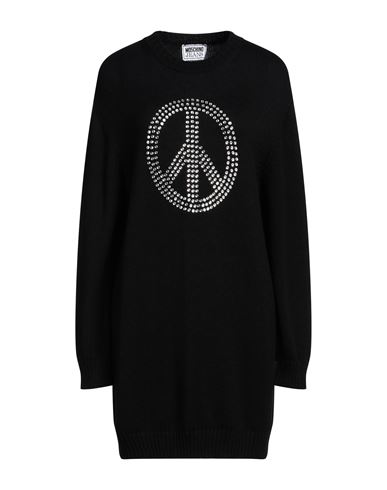 Moschino Jeans Woman Mini Dress Black Size L Acrylic, Virgin Wool