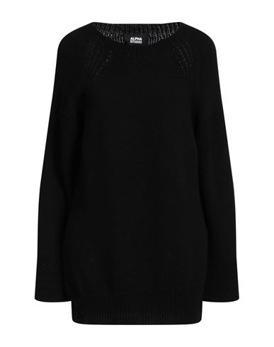 Alpha Studio Woman Sweater Black Size 8 Recycled Wool, Viscose, Recycled Polyamide, Recycled Cashmer
