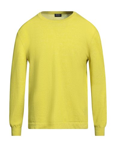 Zegna Man Sweater Acid Green Size 44 Cashmere, Linen In Yellow