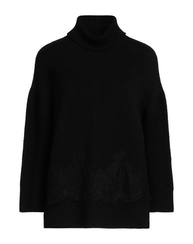 Ermanno Firenze Woman Turtleneck Black Size 8 Wool, Polyester, Polyamide, Mohair Wool, Alpaca Wool