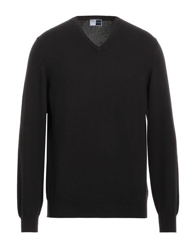 Fedeli Man Sweater Dark Brown Size 46 Cashmere In Black