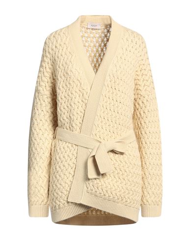 Agnona Woman Cardigan Yellow Size L Cashmere, Metal In Neutral