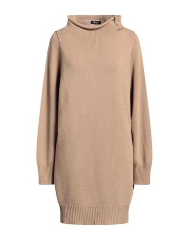 Liu •jo Woman Mini Dress Camel Size L Wool, Viscose, Polyamide, Cashmere In Brown