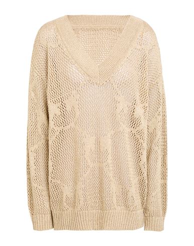 Pinko Woman Sweater Gold Size S Viscose, Metallic Fiber In Neutral