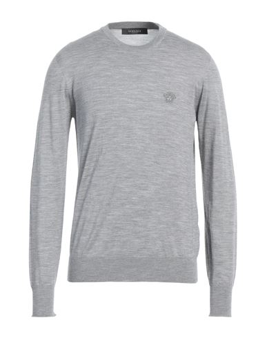 Versace Man Sweater Grey Size 42 Wool, Silk, Cashmere, Viscose In Gray