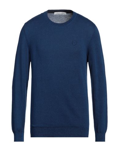 Trussardi Man Sweater Blue Size 3xl Cotton In Black