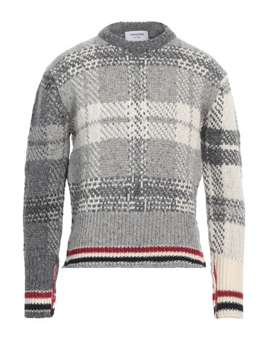 Thom Browne Check-pattern Wool-blend Jumper In Grey