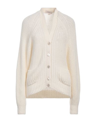 Agnona Woman Cardigan Ivory Size L Wool, Cashmere, Metal In White
