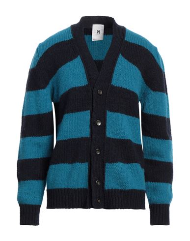 Pt Torino Man Cardigan Navy Size 38 Wool, Alpaca Wool, Acrylic In Blue