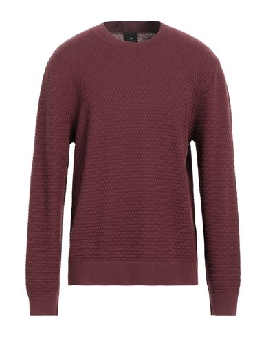 Armani Exchange Man Sweater Burgundy Size L Cotton In Brown