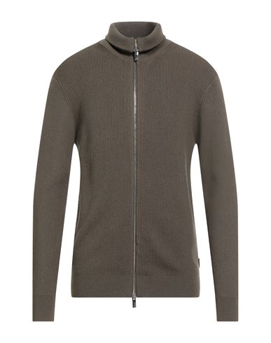 Armani Exchange Man Cardigan Khaki Size L Acrylic, Cotton, Virgin Wool, Elastane In Gray