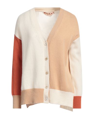 Marni Asymmetric Colorblock Cashmere Knit Cardigan In White