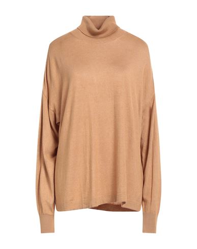 AKEP AKEP WOMAN TURTLENECK CAMEL SIZE 8 VISCOSE, MERINO WOOL, POLYAMIDE 