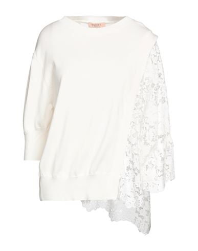 Twinset Woman Sweater Ivory Size L Cotton, Polyamide, Viscose In White
