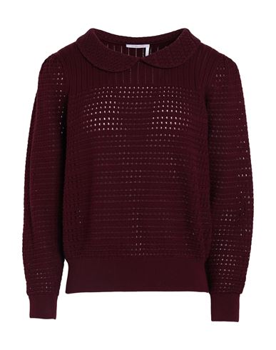 See By Chloé Woman Sweater Deep Purple Size L Cotton, Elastane, Polyamide In Burgundy