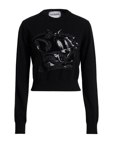 Iceberg Woman Sweater Black Size Xl Virgin Wool, Viscose In Black
