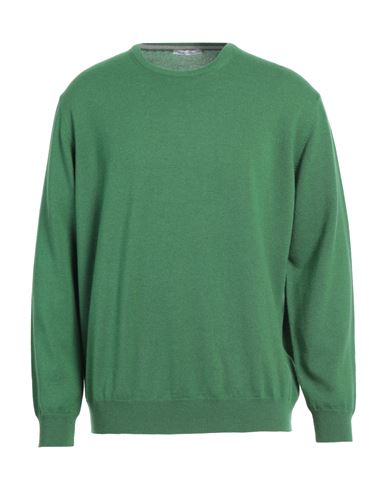 Manipur Cashmere Man Sweater Green Size 48 Merino Wool, Silk, Cashmere