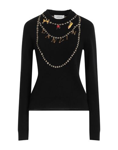 Lanvin Woman Sweater Black Size S Cashmere, Wool, Polyester, Metallic Polyester, Polyamide