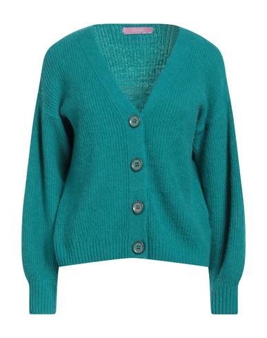 Shop Noodle Italia Woman Cardigan Deep Jade Size S Alpaca Wool, Polyamide, Acrylic In Green