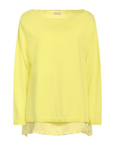 Rossopuro Woman Sweater Yellow Size Xl Cotton, Silk, Elastane