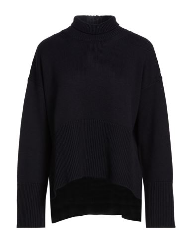 Dondup Woman Turtleneck Midnight Blue Size 6 Wool In Black