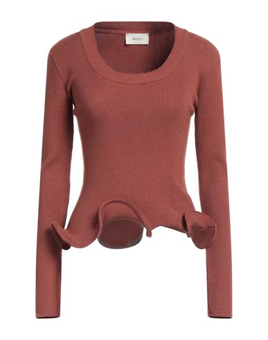 VICOLO VICOLO WOMAN SWEATER BROWN SIZE ONESIZE VISCOSE, POLYESTER, POLYAMIDE 