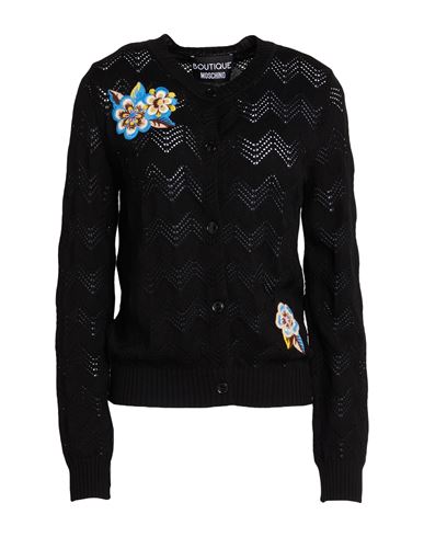 Boutique Moschino Woman Cardigan Black Size 6 Virgin Wool In Black