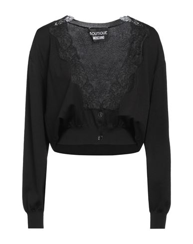 Boutique Moschino Woman Cardigan Black Size 8 Viscose, Polyamide In Black