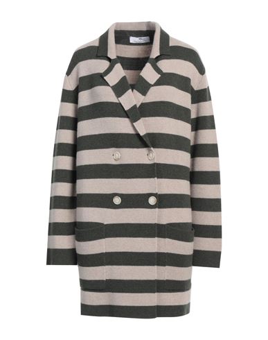 Shop Anna Seravalli Woman Cardigan Military Green Size 8 Merino Wool, Viscose, Polyamide, Cashmere