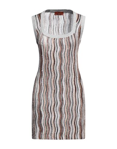 Shop Missoni Woman Mini Dress Grey Size 8 Viscose, Metal, Polyamide, Polyester