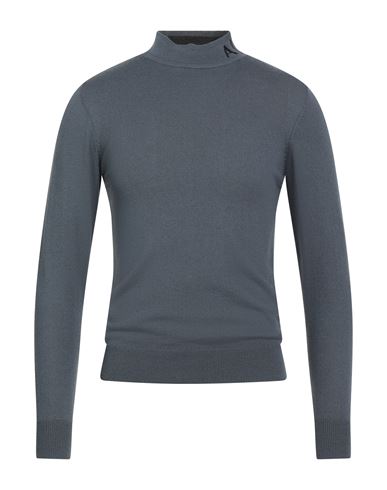 Armani Exchange Man Turtleneck Slate Blue Size L Acrylic, Virgin Wool In Blue