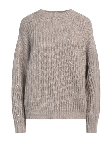 PESERICO PESERICO WOMAN SWEATER TAUPE SIZE 8 BABY ALPACA WOOL, NYLON, VIRGIN WOOL 